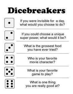 the dicebreakers game is shown in black and white, with words above it