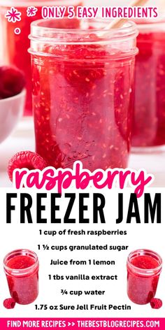 raspberry freeze jam recipe in a jar