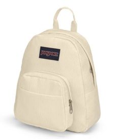 The Half Pint Backpack is a super cute addition to any outfit. Featuring one main compartment, a front zippered pocket, and all of the cuteness you could ever imagine.Small and light, the JanSport Half Pint is the perfect throw-on-and-go miniature backpack. Cute Backpack With Zipper Pocket, Casual Cream Backpack With Zipper Closure, White Jansport Backpack, Jansport Backpacks, Miniature Backpack, Backpack Jansport, Mini Backpacks, Half Pint, Jansport Backpack