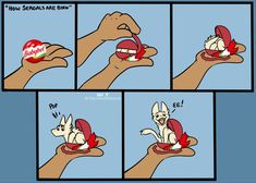 a comic strip with an image of a cat eating something out of a bowl that says,