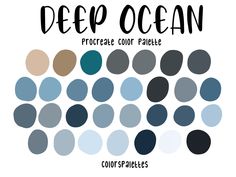 the color scheme for deep ocean is shown in black, white and blue colors with text that