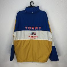 "Description size on tag : l tag :tommy hilfiger condition:good used condition.please refer photo .this is used vintage item , please dont expect condition will be like new\" pit to pit:28''inch length:31''inch sleeve :25''inch shoulder :24inch materials: nylon important i am the possibility of human common forget something told there. we try to tell about the item of detailed. please let i know if u has doubtful on description my item i try to solve it.... i sell used items / preowned possible Tommy Hilfiger Luxury Casual Outerwear, Hidden Hood, Jacket Outdoor, Jacket Zipper, Vintage Tommy Hilfiger, Light Jacket, 90s Fashion, Puma Jacket, Nike Jacket