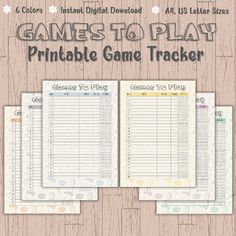 three games to play printable game tracker