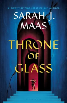 the cover of throne of glass by sarah j maas, with stairs leading up to