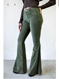 Vintage 90s Rampage USA Olive Green Corduroy￼ Low Rise Trouser Pant Sz 7 Flare. Olive green rampage and clothing Y2K 1990s vintage stretch spandex cotton mix corduroy looking pants. Flare leg 10 inches at the bottom Item is preowned low waist tiny belt loops two front pockets zipper closure with two hooks Sexy and stretchy See photos for measurements Juniors size 7 I’m 39 and I bought these in high school :) 1900s 00 VTG minimal Chic Bebe retro flare hippie boho festival spring summer winter fal Green Flare Leg Pants, 90 Flare Pants, Cheap Brown Wide Leg Bottoms, Cheap Vintage Straight Leg Bottoms, Cheap High-waisted High Stretch Bottoms, Cordory Flare Pants, 200s Flare Pants, Forest Green Courderoy Pants, Curvy Flare Pants