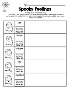 a printable worksheet for halloween with the words spooky feelings on it