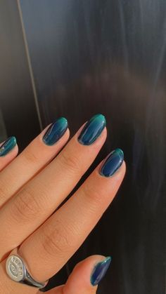 Mediterranean Inspired Nails, Dark Summer Nails, Blue Gel Nails, Nagel Tips, Blue Gel, Simple Gel Nails, Smink Inspiration, Casual Nails, Makijaż Smokey Eye