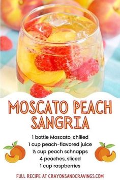 a recipe book with the title moscato peach sangria