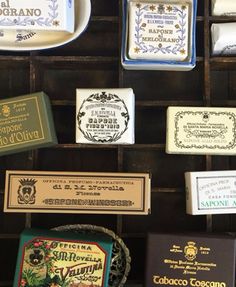 many different types of soaps are on display