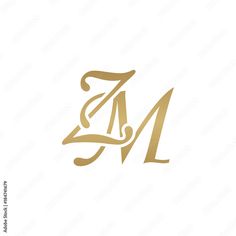 the letter m is made up of two letters, one in gold and the other in white