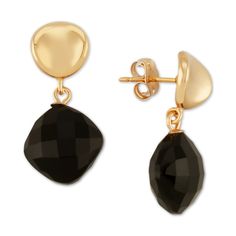 in stock Black Polished Earrings For Evening, Black Polished Finish Earrings For Evening, Black Polished Evening Earrings, Black Polished Finish Fine Jewelry Earrings, Modern Evening Gemstone Jewelry, Luxury Onyx Drop Earrings, Classic Gold Onyx Jewelry, Modern Faceted Jewelry For Evening, Macy's Black Jewelry For Gift