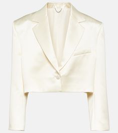 Cropped Silk And Wool Blazer in White - Magda Butrym | Mytheresa Designer Jackets For Women, Balenciaga Jacket, Balmain Jacket, Designer Leather Jackets, Luxury Jacket, Designer Blazers, Designer Jackets, Glam And Glitter, Magda Butrym