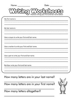 the writing worksheet for kids