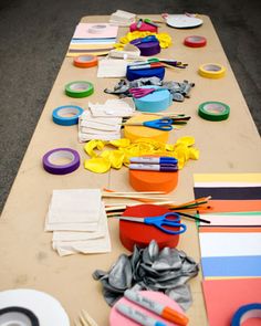 craft supplies laid out on top of a table