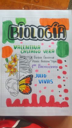 a book with an image of a butterfly on it's cover and the words biologia written in spanish