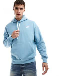 Sweatshirt by Nike For 'no plans' plans Drawstring hood Long sleeves Nike logo embroidery Pouch pocket Regular fit Pullover Hoodie Outfit, Nike Hoodie Outfit, Nike Azul, Sweatshirts Nike, Nike Sportswear Mens, Nike Sportswear Club Fleece, New Nike Shoes, Nike Shoes Outfits, Light Photo