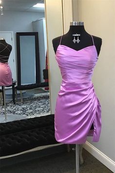 Spaghetti Straps Lilac Ruched Short Dress Light Purple Homecoming Dress Short Tight, Purple Hoco Dress Long Sleeve, Lilac Homecoming Dresses, Prom Dresses Purple Short, Violet Hoco Dress, Hoco Dresses Tight Purple, Homecoming Purple Dress, Purple Dresses Hoco, Tangled Themed Hoco Dress