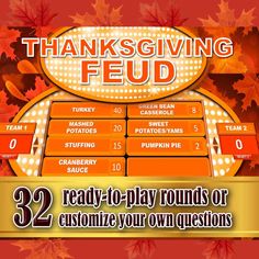 the thanksgiving game is shown with an orange background