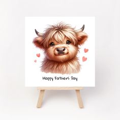 a card with a dog's face and the words happy father's day on it