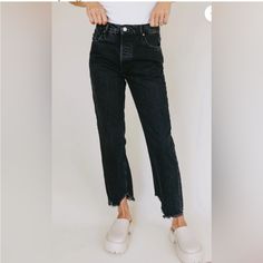 Questions? Leave A Comment Below! Everyday Black Bottoms With Frayed Hem, Black Bottoms With Frayed Hem For Everyday, Jeans Free People, Free People Jeans, Free People Black, Leave A Comment, Boyfriend Jeans, Free People, Women Jeans