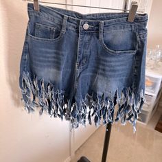 They Are A Light Indigo Blue. They Are Shorts With Tassels At The Bottom. They Are A Size Small With Stretch. Never Worn Shorts With Tassels, Indigo Blue, Jean Shorts, Tassels, Denim Shorts, Color Blue, Womens Shorts, Women Shopping, Blue