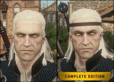 an image of a man with white hair and yellow eyes