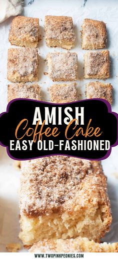 an image of coffee cake with the words amish easy old - fashioned on it