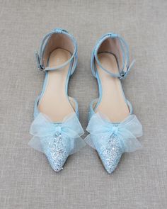 Flats With Ankle Strap, Organza Bow, Blue Rock, Women's Slip Ons, Flower Girl Shoes, Bridal Flats, Holiday Shoes, Wedding Shoes Flats, Sparkly Heels