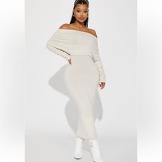 New With Tags. Sweater Maxi Dress. Go Be Stylish In This World Dress Off Shoulder Long, Dresses Off Shoulder, Sweater Maxi Dress, Off Shoulder Maxi Dress, Off Shoulder Sweater, Fashion Nova Dress, Fashion Nova Dresses, Loose Tops, Fitted Skirt