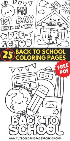 back to school coloring pages with the words back to school in red and black on it