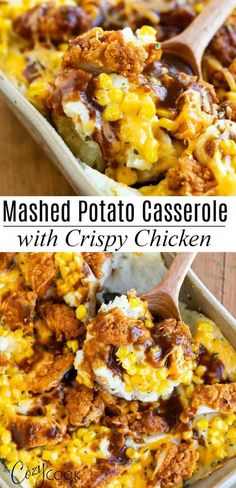 mashed potato casserole with crispy chicken is an easy and delicious side dish