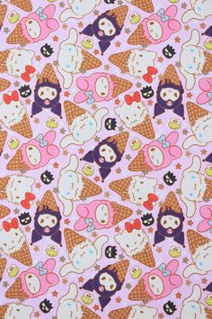 an ice cream pattern is shown on a pink background