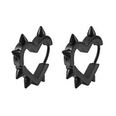 PRICES MAY VARY. Heart Hoop Earrings Design: Crafted with a gothic grunge aesthetic, these punk goth emo jewelry accessories feature black heart-shaped hoops adorned with striking spikes, adding a touch of attitude to any outfit. Y2k spike heart hoop earrings boast a gothic, grunge, and punk aesthetic for fashion-forward women Versatile Gothic Grunge Earrings: Whether you're rocking an ensemble or adding a touch of edge to a more understated look, these spike heart earrings are sure to turn head Spike Earrings Punk, Emo Jewelry, Grunge Earrings, Grunge Jewelry, Goth Earrings, Punk Earrings, Heart Accessories, Alternative Jewelry, Goth Jewelry