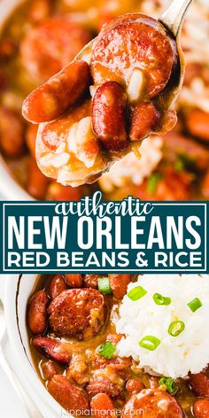 red beans with sausage served with rice New Orleans Red Beans, Red Beans And Rice Recipe Easy, Red Bean And Rice Recipe, Red Beans Recipe, Cajun Dishes