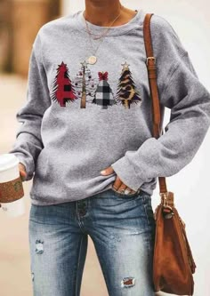 Christmas Trees Plaid Sweatshirt. Spend your Christmas in comfort and style in this cute and fun sweatshirt. Wear this wonderful Christmas sweatshirt and enjoy happiness with your family. High-quality and flash shipping! Big Discount and Limited Time ONLY! #Christmasminidress #Christmassweatshirt #Christmasstyle #Christmasfashion #Christmasoutifts #Christmascostumes Leopard Print Sweatshirt, Fun Sweatshirts, Christmas Hoodies, Looks Vintage, Outfits Casuales, Christmas Sweatshirts, Printed Sweatshirts, Long Sleeve Sweatshirts