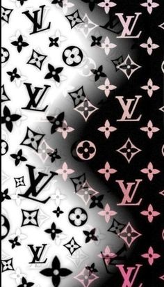 an image of louis vuitton wallpaper with pink and black designs on it