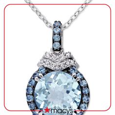 in stock Light Blue Jewelry With Diamond Accents, Necklaces Diamond, Halo Pendant, Diamond Gold, Earrings Blue, Shades Of Blue, Blue Topaz, Topaz, Two Tone