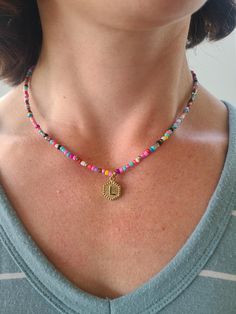 Personalize this seed bead necklace with gold hexagon shaped initial for a great gift or necklace for your jewelry box!  Choose from tons of colorful seed bead necklaces and add initial of your choice. See Photos for Options. More Initial Gifts - https://www.etsy.com/shop/DistinctlyIvy?ref=l2-shopheader-name&search_query=initial Handmade in our shop and packaged with care in a DistinctlyIvy gift box (see last photo). SHIPS in 1 Business Day! RETURN POLICY / SATISFACTION GUARANTEE Our #1 Priority Custom Initial Necklace, Initial Gifts, Fun Beach, Minimal Necklace, Bead Necklaces, Personalized Gifts For Mom, Name Jewelry, Gold Initial, Girls Gift