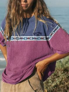 Casual Vintage Print Surf T-Shirt Surfergirl Style, Surf T Shirts, Surf Tshirt, T Shirt Photo, Pullover Designs, Looks Vintage, Look Cool, Round Collar, Vintage Prints