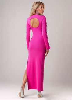 The Nadine Dress is designed for a comfortable fit and is crafted from a stretch material for a timeless silhouette. Its unique detailing showcases a crystal bow decoration and long sleeves. Available in Hot Pink, this dress offers a timeless style to complete any look. Material: Polyester, Spandex Fit Type: Slim Elasticity: High Stretch Embellished Long Sleeve Midi Dress For Gala, Embellished Long Sleeve Maxi Dress For Dinner, Long Sleeve Embellished Midi Dress For Dinner, Elegant Pink Long Sleeve Dress For Winter, Elegant Long Sleeve Pink Dress For Winter, Embellished Stretch Long Sleeve Dress, Embellished Long Sleeve Stretch Dress, Embellished Stretch Dresses For Winter, Glamorous Stretch Midi Dress With Long Sleeves