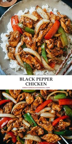 An easy black pepper chicken with juicy tender chicken, crisp vegetables and a rich savory black pepper sauce. It takes no time to put together and tastes better than your usual Chinese restaurant takeout! {Gluten-Free Adaptable} Easy Black Pepper Chicken, Black Pepper Sauce, Black Pepper Chicken, Pepper Chicken, Healthy Dinner Recipes Chicken, Health Dinner, Chicken Stuffed Peppers, Health Dinner Recipes, Pepper Sauce