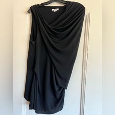 Questions? Leave A Comment Below! Asymmetrical Evening Blouse, Black Blouse With Asymmetrical Neckline For Evening, Black Draped Tops For Fall, Draped Tops For Evening, Elegant Draped Tops For Evening, Black Blouse With Asymmetrical Neckline For Night Out, Black Draped Blouse For Evening, Chic Black Draped Blouse, Helmut Lang Tshirt