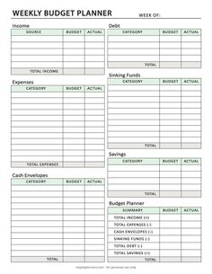 a printable weekly budget planner is shown in the middle of a page with numbers on it