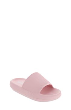 Your kiddo will feel like they are walking on clouds in this super-cushy slide styled with a soft platform and perforated outsole for easy flexibility. Synthetic upper, lining and sole Imported Mia Mia, On Clouds, Walking On Clouds, Girls Shoes Kids, Platform Slides, Fashion Sandals, Walk On, Flip Flop Sandals, Slide Sandals