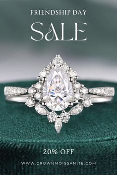 a white diamond ring with the words friends day sale written on it and an image of a