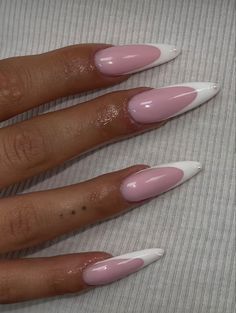 Long Oval French Tip Nails, Classy Nails Almond Shape, Almond Nail French, Long Almond French Tip Nails, Rounded Acrylic Nails, Acrylic Nails Almond Shape, Red Gel Nails, Baby Pink Nails, Gel Toe Nails