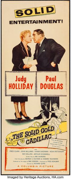 an old movie poster for the solid gold cadillac starring two men and a woman in business attire