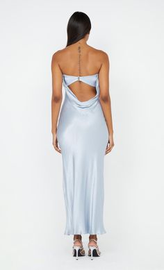 A bestselling silhouette, the Moon Dance Strapless Dress is an easy-to-wear bias-cut design that flatters all body shapes. The maxi dress features a statement low cowl back fastened with a back clip and finished with a rolled hem.