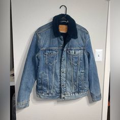 The Item Is In New Condition. Never Worn. Premium Outfit Faded Distressed Outerwear For Winter, Faded Denim Outerwear For Fall, Faded Long Sleeve Denim Jacket For Winter, Distressed Blue Denim Jacket For Winter, Levi's Washed Denim Jacket For Winter, Winter Washed Blue Denim Jacket, Blue Distressed Denim Jacket For Winter, Fall Faded Denim Outerwear, Levi's Washed Outerwear For Fall