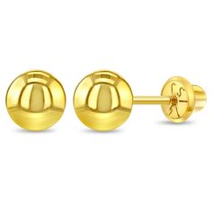 Classy, traditional, and classic, these 18k gold ball stud earrings for little girls are sure to impress! These 18k gold kids stud earrings are ideal for little girls of all ages from infant to pre-teen. Crafted in solid 18k gold for European standards, these elegant girl's ball earrings are completely safe for children with sensitive ears. These toddler stud earrings are available in 3mm, 4mm, and 5mm for varying ages of children. These quality 18k gold ball earrings feature a safety back syste Toddler Earrings, Kids Studs, Baby Earrings, Bunny Earrings, Yellow Gold Earrings, Thread Earrings, Ball Earrings, Kids Earrings